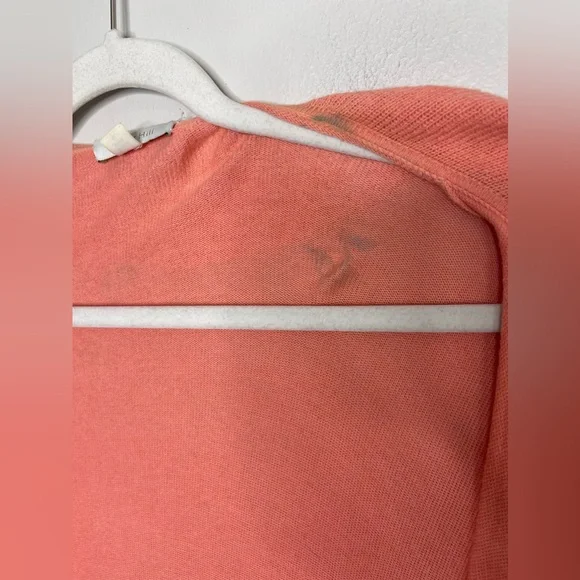 Garnet Hill Peach Ruffle Long Line Open Cardigan XL Cashmere Cotton Lounge - Picture 3 of 10